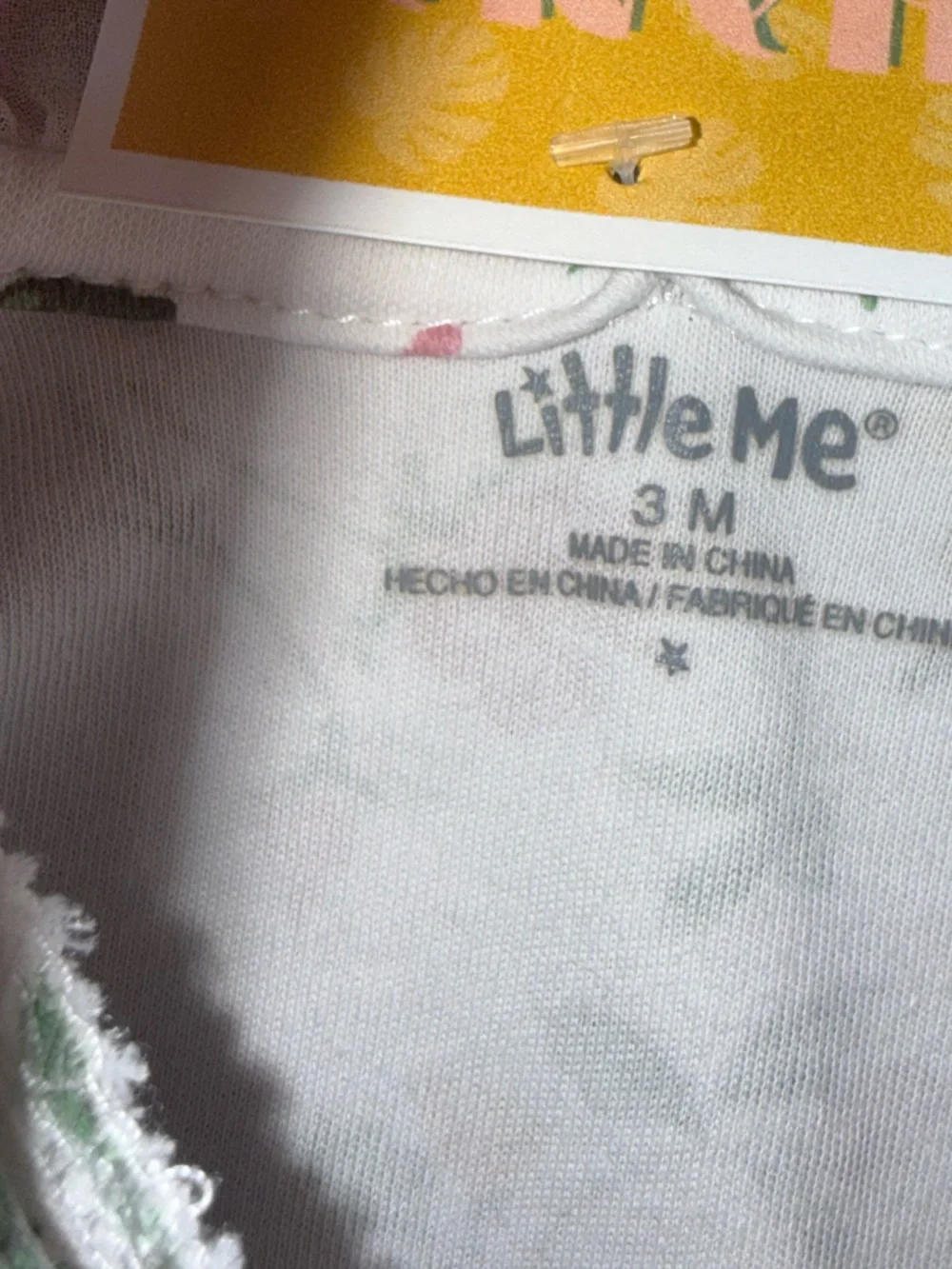 Little Me White Floral Print Footed Pajamas - Pink‎ & Yellow Flowers